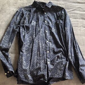 Marc Anthony Dark Blue Star Pattern Shirt